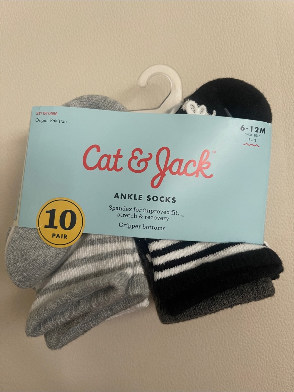 Cat & Jack Ankle Socks Pack - Black, Gray, White